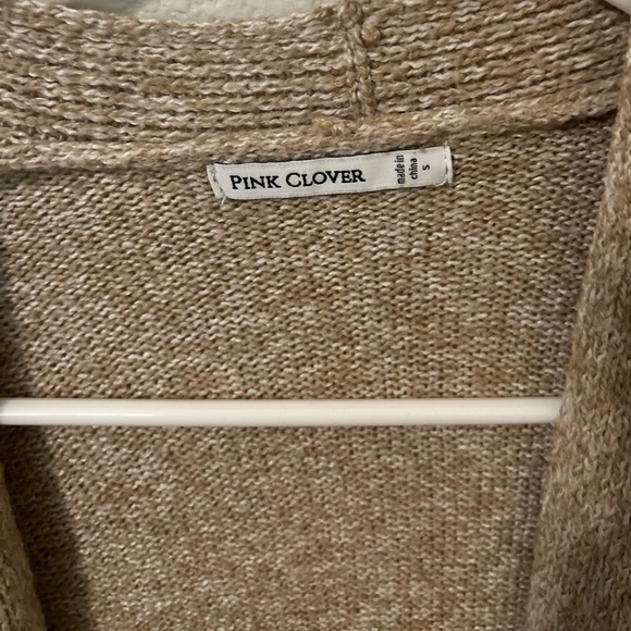 Pink Clover Tan & Rust Colorblock Open-Front Cardigan Size Small - Picture 2 of 6